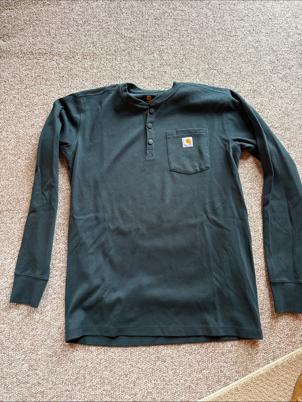 Carhartt Men’s Long Sleeve Henley Shirt - Dark Green